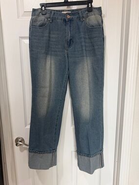 BAMBOO Washed Blue Straight-Leg Women's Jeans